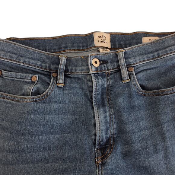 Flint & Tinder Jeans Men 31 (30x30)* Slim Tapered Medium Candiani Stretch Denim - Picture 3 of 13